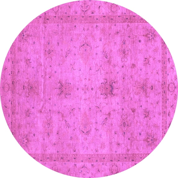 Ahgly Company Indoor Round Abstract Purple Modern Area Rugs, 7' Round
