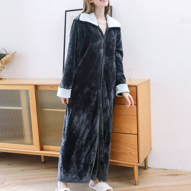 Batas de baño para mujer, bata de baño alargada, mantiene el calor, solapa, mismo estilo para hombres y mujeres, pijama de manga larga para mujer.
