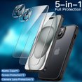 thumbnail image 3 of JETech 5 in 1 Matte Case for iPhone 15 Plus 6.7-Inch with 2-Pack Each Tempered Glass Screen Protector and Camera Lens Protector, Translucent Back Shockproof Phone Cover (Black), 3 of 7