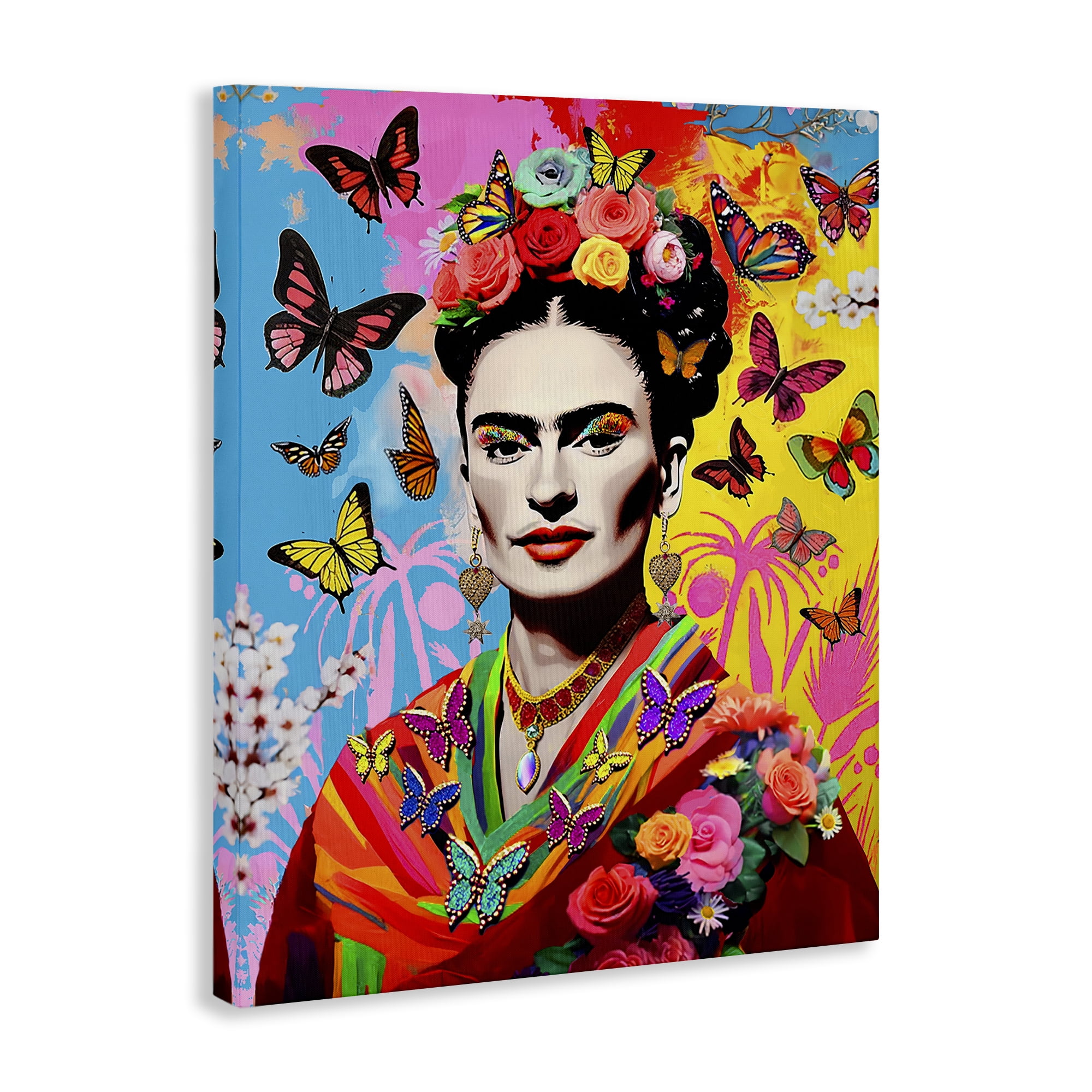 Stupell Industries Eccentric Butterflies Frida People Painting Wrapped Canvas Art Print Wall Art, 30 x 40