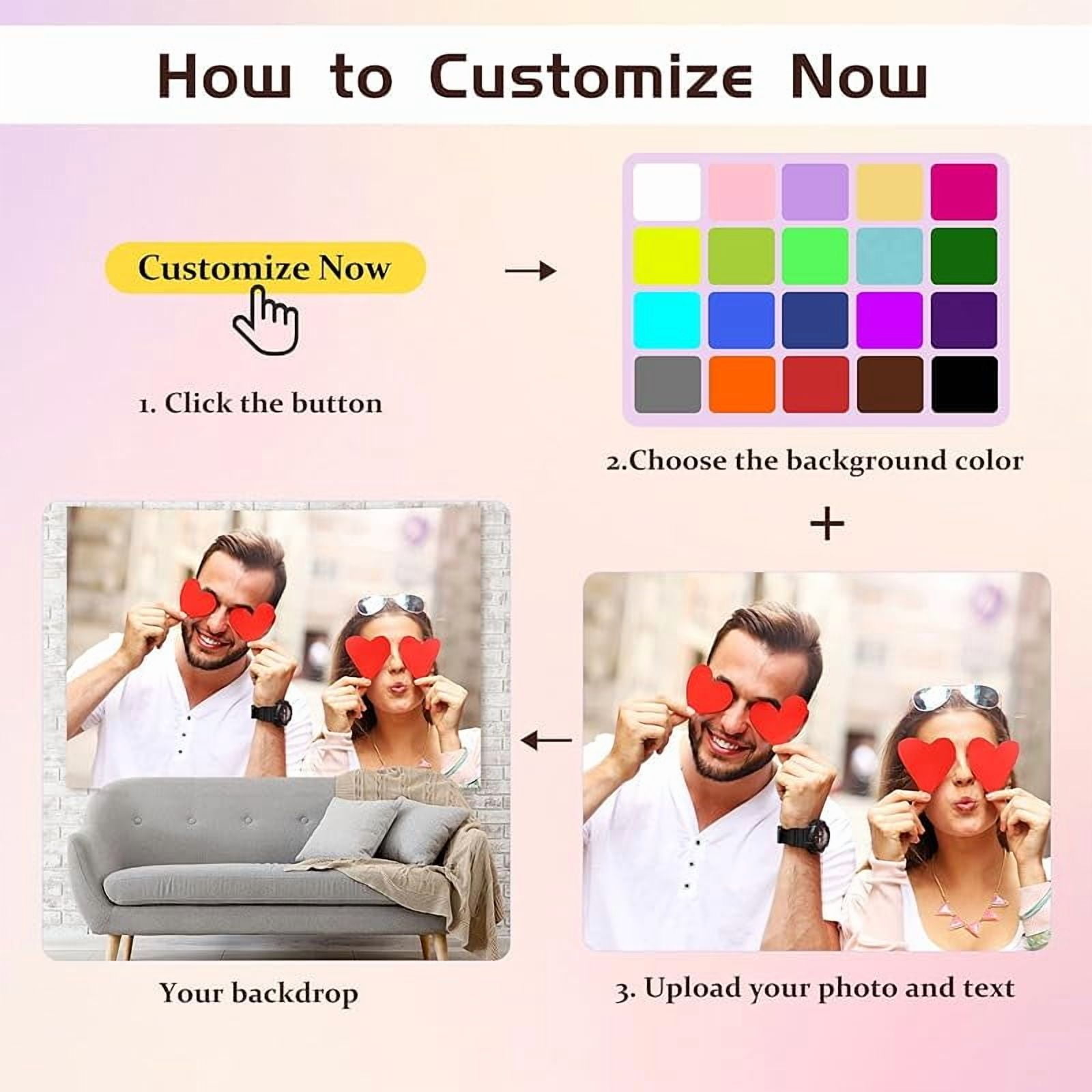 Custom Backdrop Personalized Photo Backdrop with Picture Banner for Photography, Gift for Christmas, Birthday, Wedding, Graduation, Valentine's Day(Vinyl)
