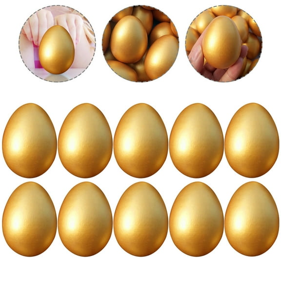 RUNROTOO Eggmazing Egg Decorator Golden Egg Wood 10Pcs 2.4X1.8X1.8In for Painting and Drawing