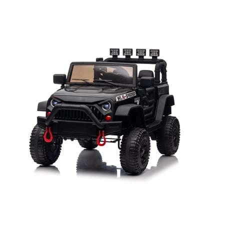 Framdex 24V Ride on Toys for Big Kids, 2-Seater Powered Ride-on Truck, Electric Car for Kids 3-8 Gifts with Bluetooth/LED Light/Spring Suspension, 4 Wheelers, Black