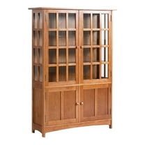 Pemberly Row Modern Solid Wood Display China Cabinet in Cherry