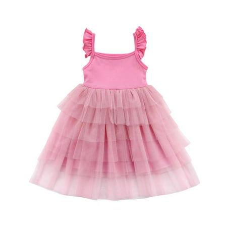 Tutu Tulle Dress for Toddler Kids Girls Sleeveless Birthday Wedding Party Bubble Baby Dress Summer