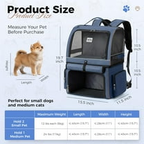 Cat Backpack Carrier for 2 cats, Double-Compartment Pet Carrier Backpack for Two Small Cats or One Medium Dogs, Cats Carrier Backpack Dog Carrier Backpack Fits Up to 24 Lbs Dog Bakcpack,Navy