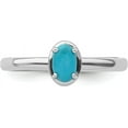 thumbnail image 4 of Solid Sterling Silver Stackable Expressions Turquoise Polished Ring - Ring Size 6.0, 4 of 8