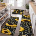 thumbnail image 2 of Black Sunflower Word Pattern Kitchen Rugs Sets Of 3,Kitchen Runner Rugs Non Skid Washable,Decorative Kitchen Floor Mats for Kitchen,Sink,Laundry,17"x30"+ 17"x47" + 17"x59", 2 of 6