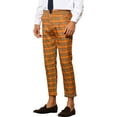 thumbnail image 4 of INSPIRE CHIC Plaid Dress Pants for Men's Ankle Length Checked Business Trousers 28 Orange, 4 of 4