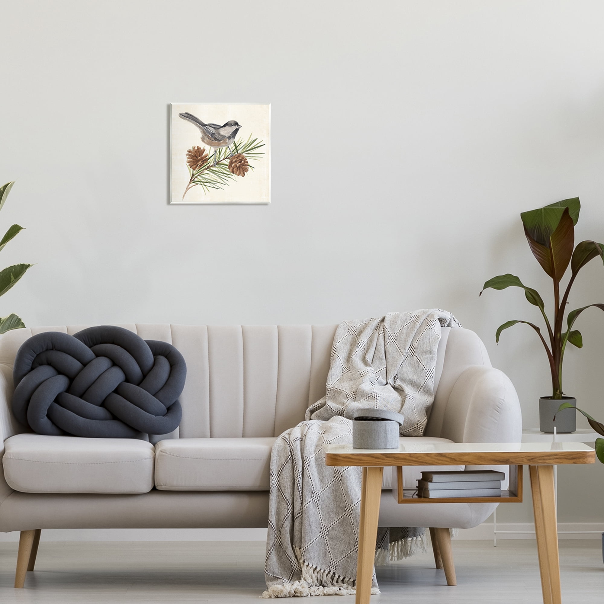 Stupell Industries Bird Perched on Pine Animals & Insects Painting Unframed Art Print Wall Art, 12 x 12