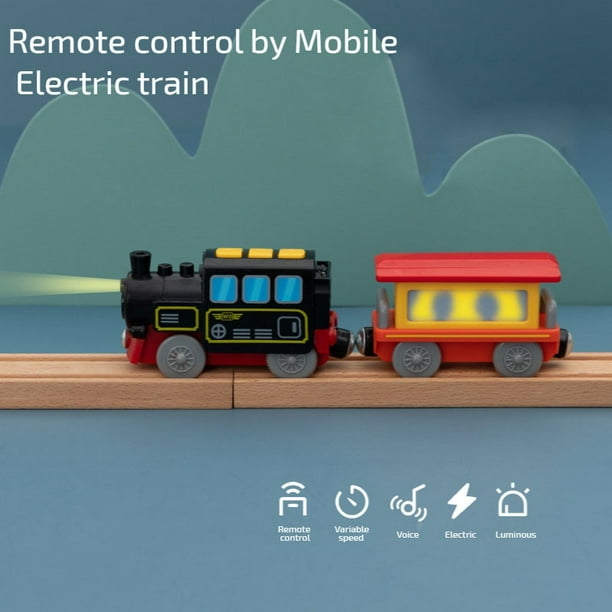 Remote Control Train Set RC Electric Tren Toy for Kids Fit for Wooden Railway Wood Train Track Christmas Gift for Children heqiyong toy