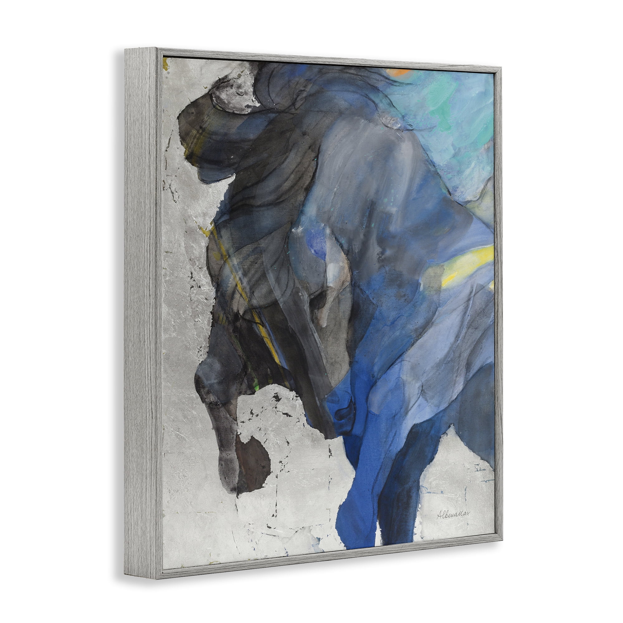 Stupell Industries Majestic Valor Stallion Animals & Insects Painting Gray Framed Art Print Wall Art, 11 x 14