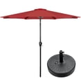 thumbnail image 1 of Sombrilla de patio exterior Simple Deluxe de 9 pies con soporte de base roja, 1 of 7