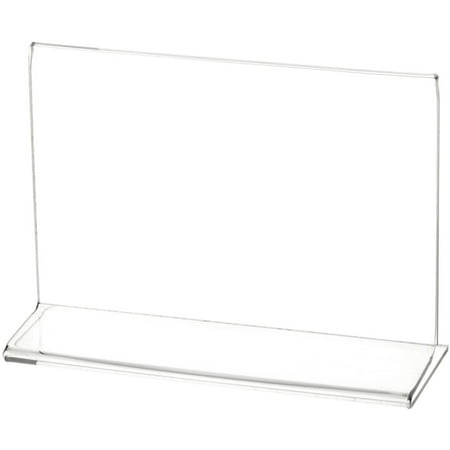 Plymor Clear Acrylic Sign Display / Literature Holder (Side-Load), 6" W x 4" H (2 Pack)