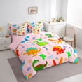 thumbnail image 3 of jejeloiu Kawaii Dinosaur 7-Piece Twin Bedding Sets,Cartoon Dino Bedding Comforter Set,Colorful Magic Animal Sheet Sets For Girls Kids,Breathable Home Decor Reversible, 3 of 8