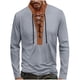 thumbnail image 2 of Blusa y camisa de manga larga con cuello alto para hombre, estilo casual, a la moda, de color sólido, transpirable, de manga larga, con cuello alto y cordón, blusa de poliéster para hombre, 2 of 6