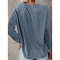 thumbnail image 4 of DODOING Womens Tops Casual Blouse Crew Neck Long Sleeve Solid Comfy T Shirt Loose Pocket Tops, 4 of 4