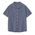 thumbnail image 6 of LTTVQM Men's Linen Short Sleeve Shirts 2026 Cotton Casual Lightweight Button Down Shirt Beach Vacation Summer Spring Tops with Pocket Navy 2XL, 6 of 7