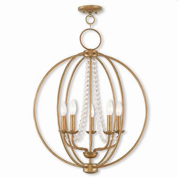 Transitional Five Light Chandelier-Antique Gold Leaf Finish Bailey Street Home 218-Bel-2255818