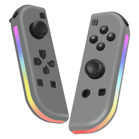 L&R Switch Controller with Light, Wireless Switch Remote Joypad with Turbo Function/Dual Vibration/6-Asix Gyro Sensor - Gray