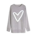 thumbnail image 5 of Women Cute Heart Sweaters Crew Neck Valentines Day Sweater Long Sleeve Casual Ribbed Knit Pullover Top Gray, S, 5 of 6