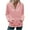 Pink, variant on ​Women Blouses Relaxed Fit Casual Long Sleeve Round Neck Top, Front Button Detail Soft Textured Fabric Modern Minimalist Everyday Essential