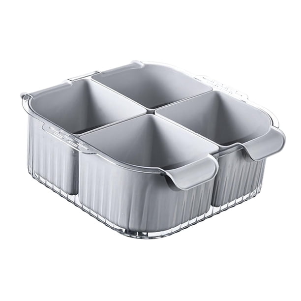 Cesta de drenaje dividida, plato de drenaje para olla caliente, cesta de drenaje para lavado de verduras portátil, colador de alimentos para Picnic de Gris
