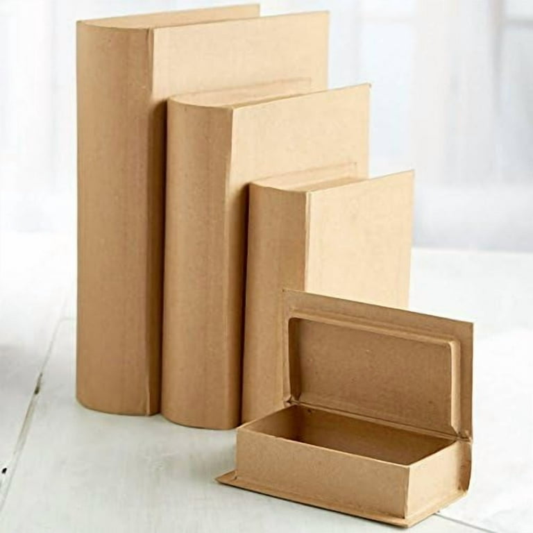 Set of 4 Assorted Paper Mache Book Shaped Boxes - For Storage and