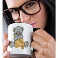 thumbnail image 2 of 3drose, Cute Gray and Orange Baby Bear with Blanket and Bottle Illustration, 11oz Two-tone Black Mug, 2 of 6