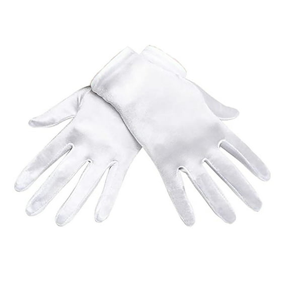 TEAJOPSUU Womens Short Satin Opera Gloves formal Dancing Gloves for Wedding Bridal Banquet Party Gloves White