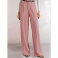 thumbnail image 4 of Womens Wide Leg Dress Pants Business Casual Flowy Work Palazzo Pants High Waisted Slacks Trousers Pink L, 4 of 10