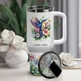 thumbnail image 2 of 40oz Custom Name Hummingbird Tumbler With Handle and Straw - Cute Personalized Coffee Travel Mug - Stainless Steel Animal Gift for Girls, Women on Birthday or Christmas, 2 of 6