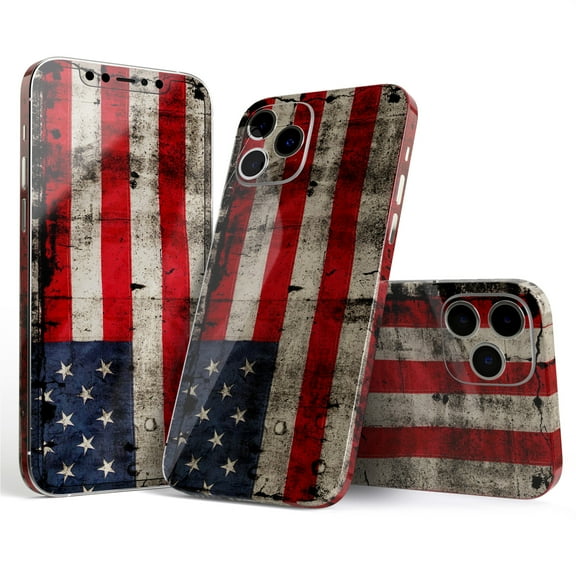 Design Skinz American Distressed Flag Panel Full Body Skin Decal Wrap Kit Compatible with Apple iPhone 12 Mini (Screen Trim & Back Skin)