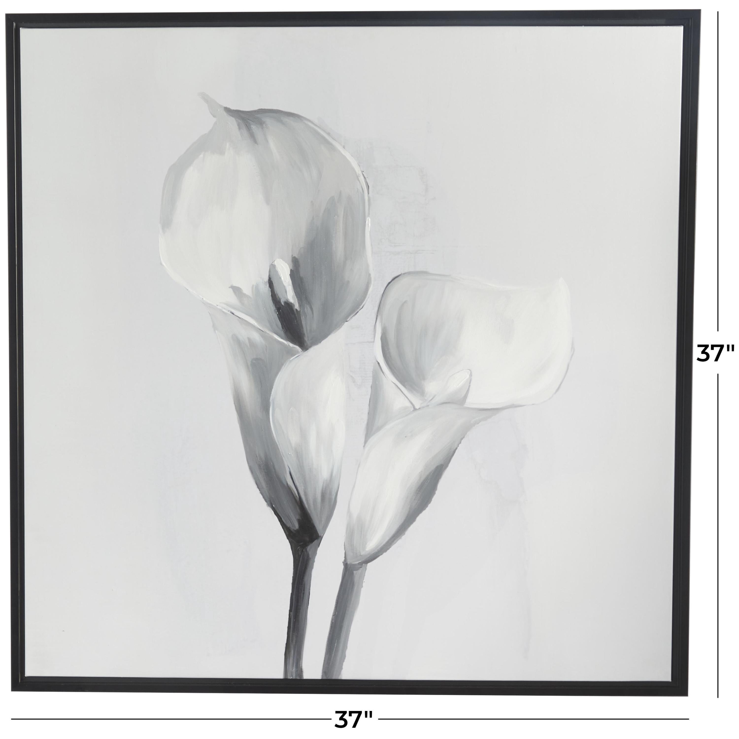 37" x 37" Shaded Tulip Floral Framed Wall Art with Black Frame, by DecMode
