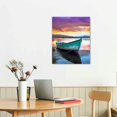 thumbnail image 2 of Creowell  Teal Wall Art Landscape Lake House Canvas Painting Cabin Purple Sailboat Pictures, Farmhouse Artwork Framed for Bathroom Living Room Bedroom Kitchen Wall Decor 16x20 in/12x16 in, 2 of 4