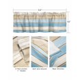 thumbnail image 3 of Vintage Blue Brown Curtain Valance for Windows/Living Room/Kitchen/Bathroom/Café, Short Rod Pocket Tier Curtain Window Treatment Panel Retro Country Watercolor Wood Grain Topper Curtain 54''x18'', 3 of 6