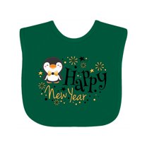 Inktastic Happy New Year with Cute Penguin Boys or Girls Baby Bib