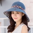 thumbnail image 1 of Harhinhe Sombrero para mujer - 1 sombrero de algodón de ala ancha - Gorra plegable reversible para viajes de verano en la playa, 1 of 1