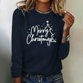 thumbnail image 2 of Timegard Hauts pour Femmes Joyeux Noël Imprimé Manches Longues Col Rond Chandail Décontracté Ample Confortable Automne, 2 of 4