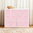 thumbnail image 2 of Pack de 12 cajas de almacenamiento abiertas de tela para armario y hogar - Organizador plegable y resistente - Ideal para juguetes y estantería - Rosa 26x26x28cm con Organizador (genérico) de tela, 2 of 8