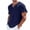 Dark Blue, variant on Linen Shirts for Men Vintage Frayed Hem Classic V Neck Tshirts Cozy Short Sleeve Boho Tees Sky Blue M