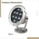 thumbnail image 5 of Luz LED subacuática para estanque, 9 W, cambio de color RGB, luz de piscina sumergible a prueba de agua con carcasa de acero inoxidable, luz de fuente ajustable para pecera, acuario, cascada, jardín, 5 of 5