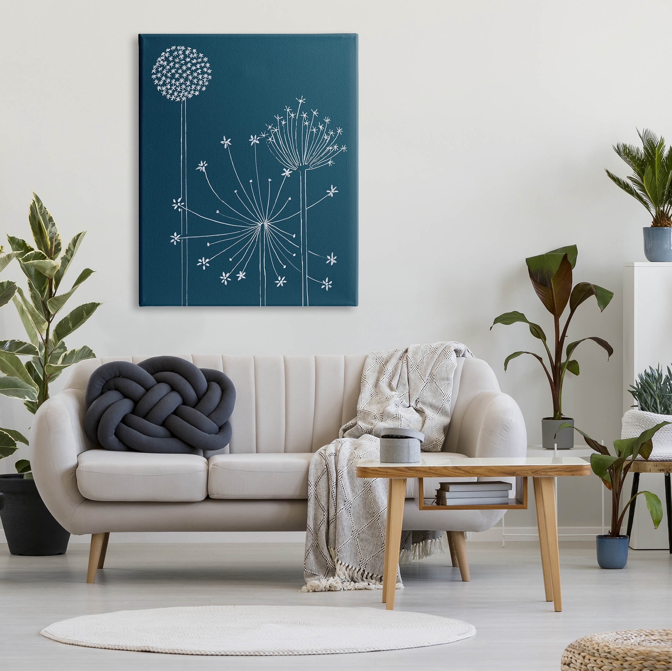 Stupell Industries Dandelion Wildflower Botanical Outlines Graphic Art Gallery Wrapped Canvas Print Wall Art, Design by Alicia Longley