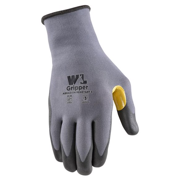 Grip Gloves Wells Lamont Gripper para interiores y exteriores, color gris y amarillo, talla M