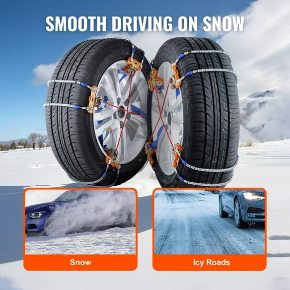 8 PCS Heavy Duty Snow Chains for Tire Size 9.2-11.2in/235-285mm, Fit Car Pickup SUV Truck Trailer, Easy to Install Traction Cable Chains for Winter Ice Snow