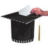 Pack of 6 Black and Gray Striped Mortarboard Cap Hat Shaped Graduation Day Party Card Boxes 11"