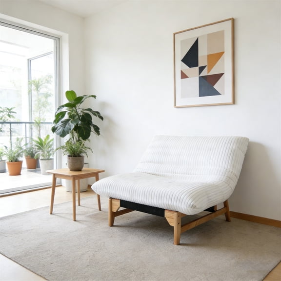 Corner Sofa, Modern Lazy Sofa with Corduroy Upholstery, Wooden Frame Cloud Lounge Chair, Oversized Reading Chair