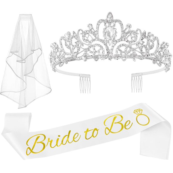 Set de decoración para despedida de soltera JETKONG con corona, faja y velo