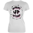 thumbnail image 1 of Halloween What Up Witches Witchy Elements Black Text Juniors Soft T Shirt, 1 of 1