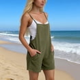 thumbnail image 5 of Feancey Womens Short Rompers Summer Spaghetti Strap Sleeveless Bib Overalls Solid Color Casual One Piece Jumpsuits for Vacation with Pockets Army Green XL, 5 of 8